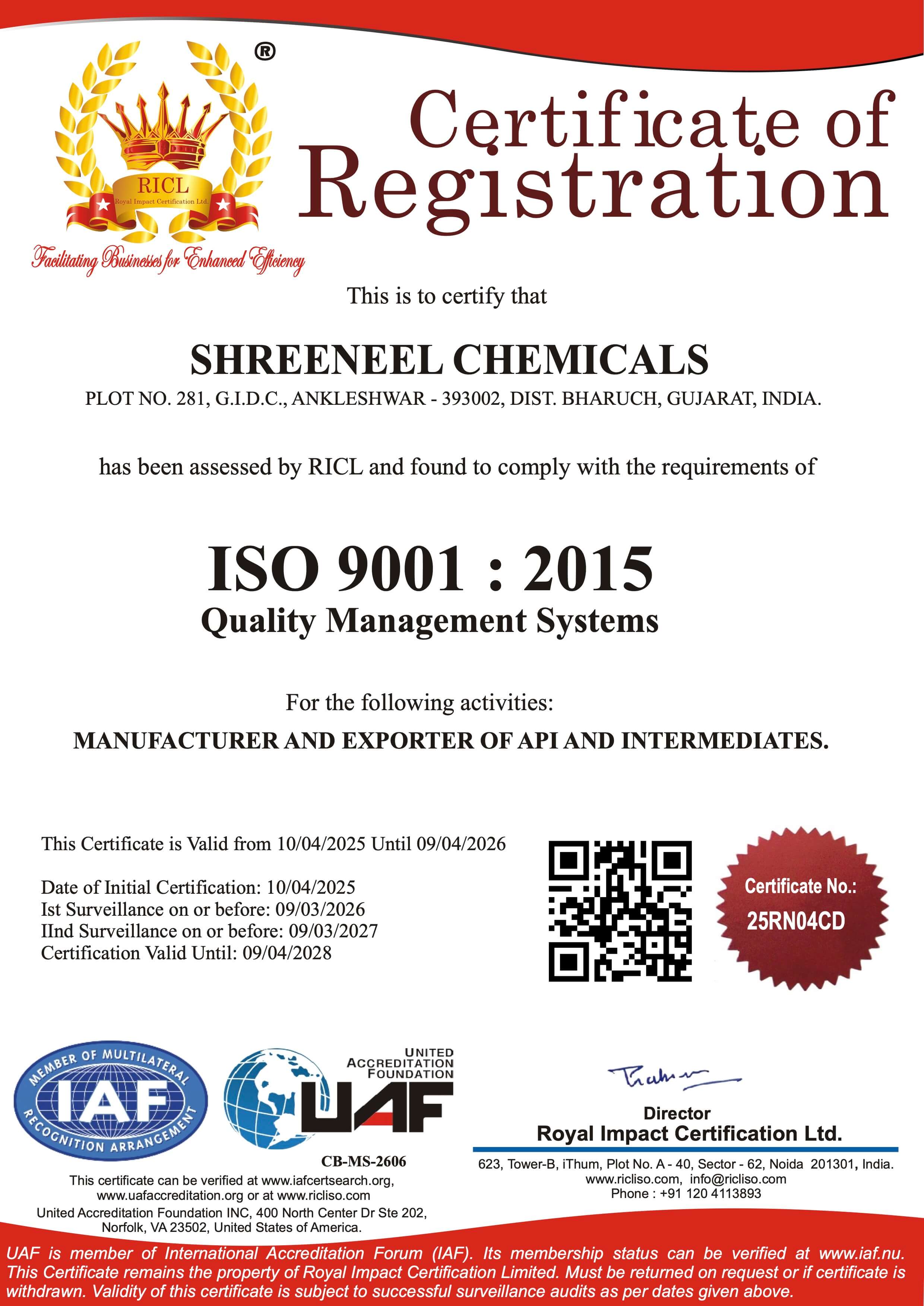 ISO 9001:2015 Certificate